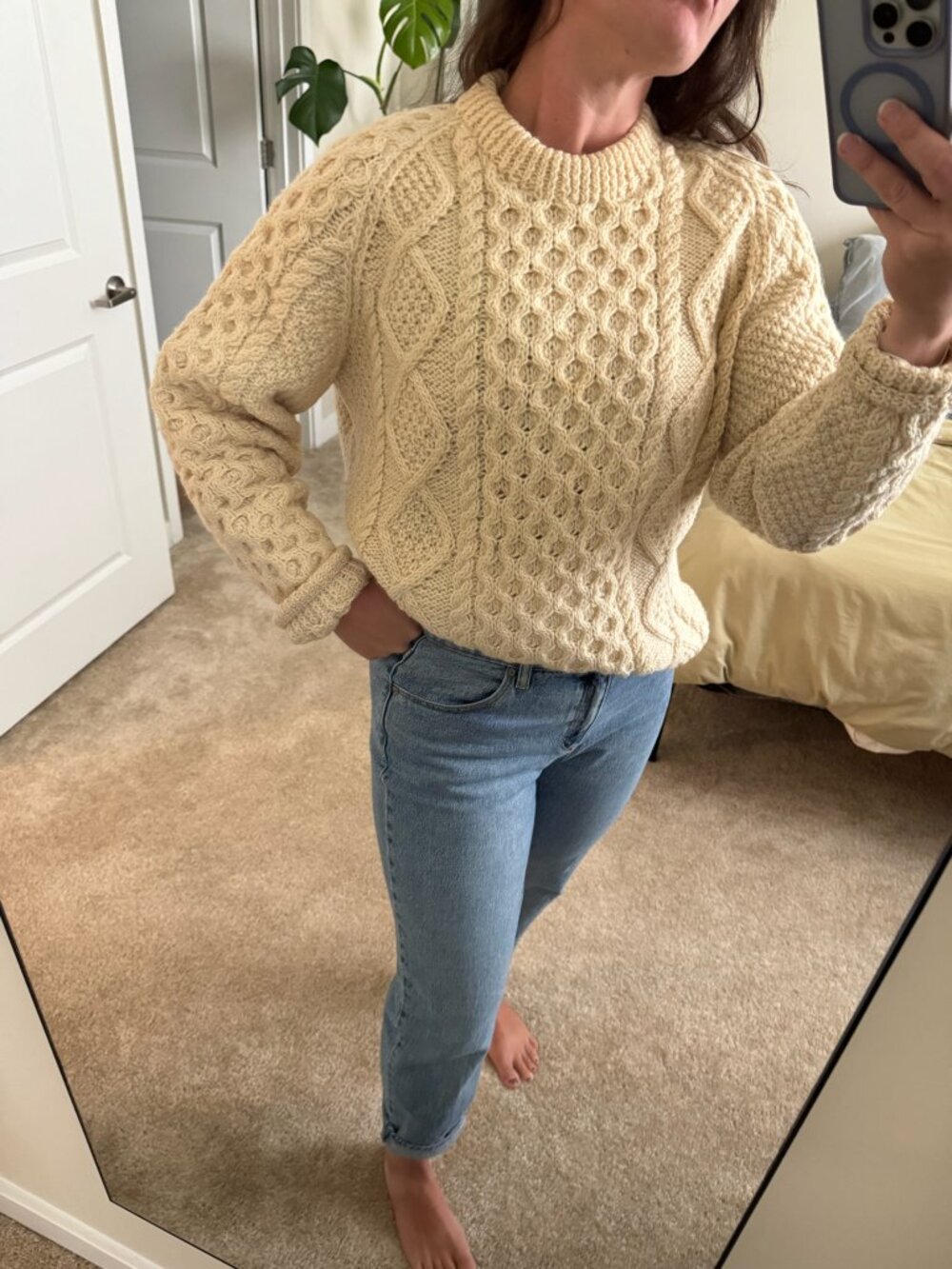Vintage Kinsale Knitwear Hand-Knitted Fisherman Irish Wool Sweater